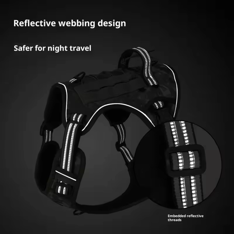 Large Dog Tactical Vest Multi-Function MOLLE-Compatible Harness with Anti-Pull Design